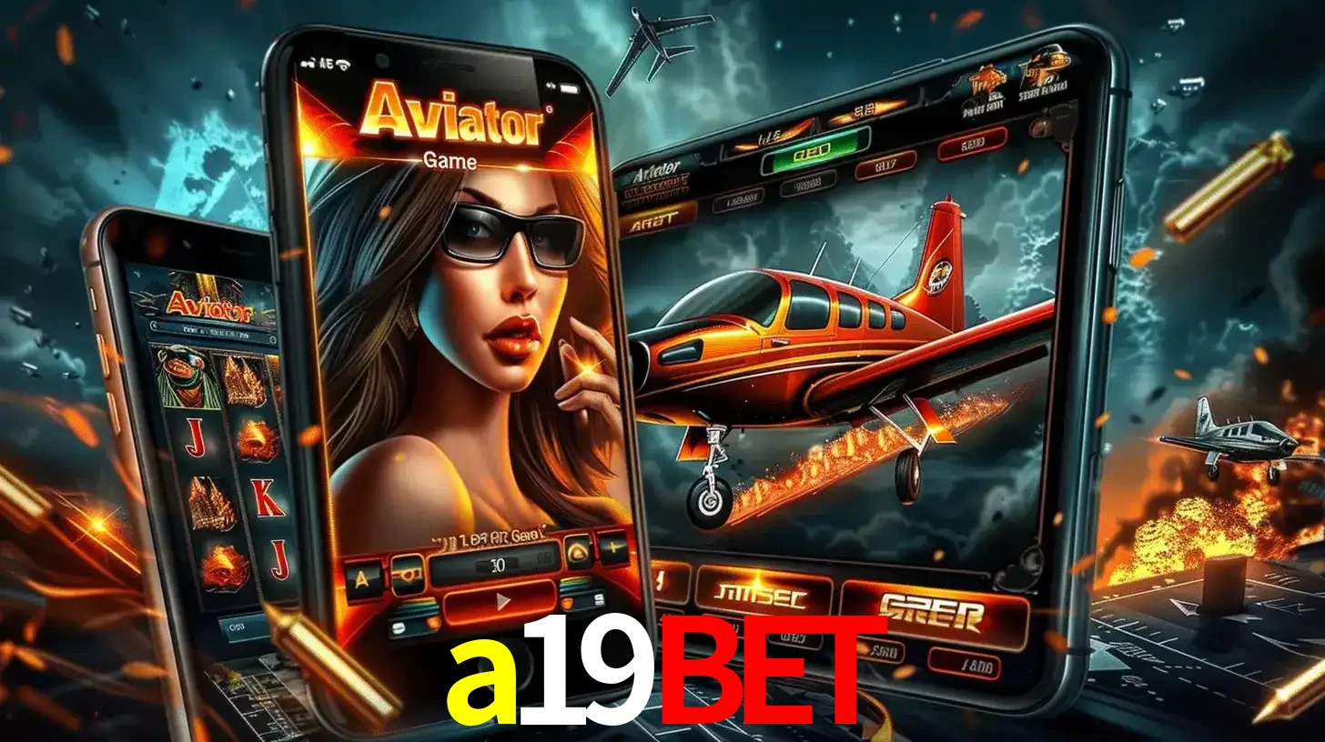 O popular jogo de apostas Aviator exibido em vários celulares e tablets, mostrando a interface emocionante e a ação de voo disponíveis para jogar agora no a19bet.