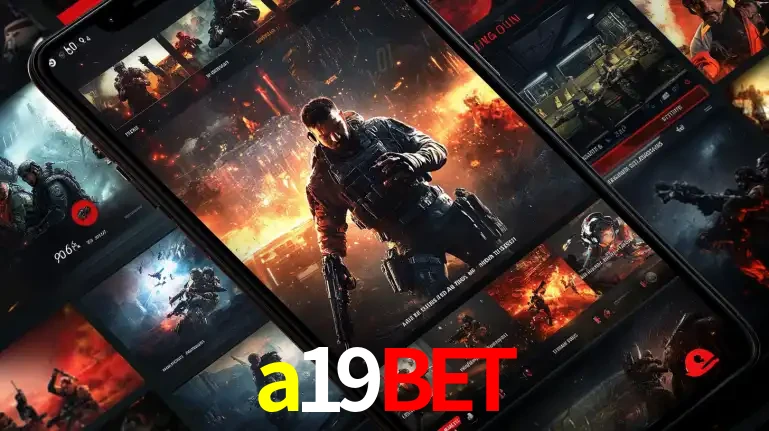 Tela de um celular exibindo uma galeria de jogos de tiro com temática militar, mostrando a variedade de e-sports disponíveis para apostas na plataforma de entretenimento a19bet.