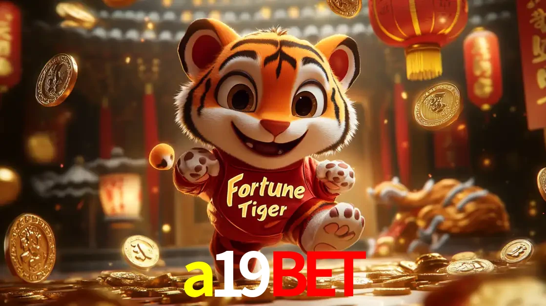 O alegre personagem do Fortune Tiger correndo sobre um caminho de moedas de ouro, simbolizando os grandes prêmios e a diversão do popular jogo de slot do a19bet.